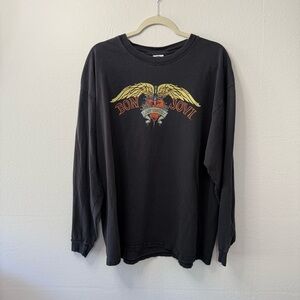 Bon Jovi Black Vintage Long Sleeve Y2K 2007 Lost Highway Tour T-Shirt 2XL